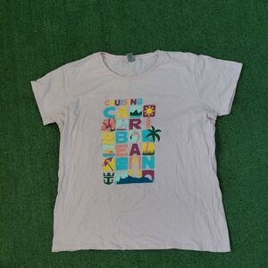 Womens Cruising Caribbean Light Pink T Shirt Size XL